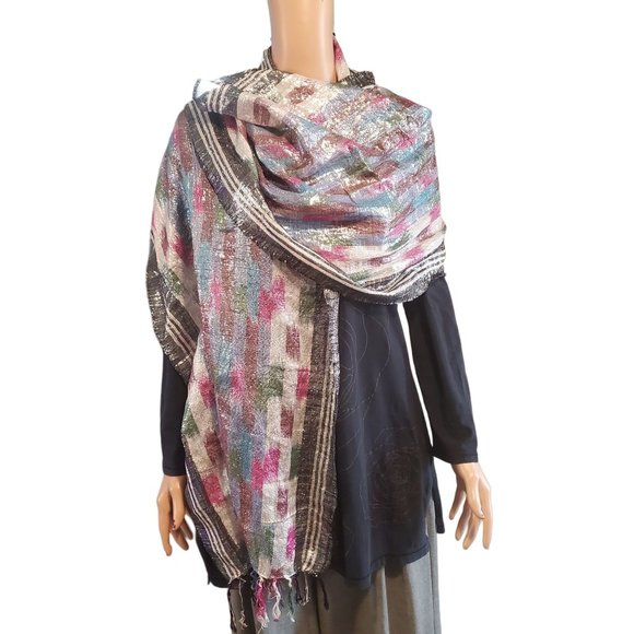 Urban Outfitters Staring at Stars Tulum Iridescent Large Fringe Scarf - Picture 1 of 7